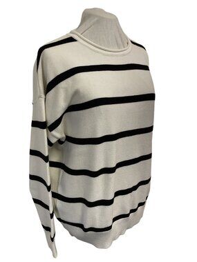 Philosophy Republic Clothing Womens Black & White Striped Lightweight Sweater Si